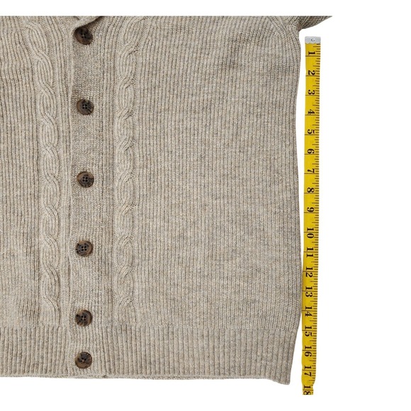 Joseph Abboud Men's Beige Wool Blend Cardigan Blazer Elbow Patch Cable Sz. L NWT - Picture 8 of 11